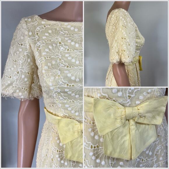 Vintage 60s Yellow‎ Eyelet Maxi Dress // Size XS - Picture 2 of 4